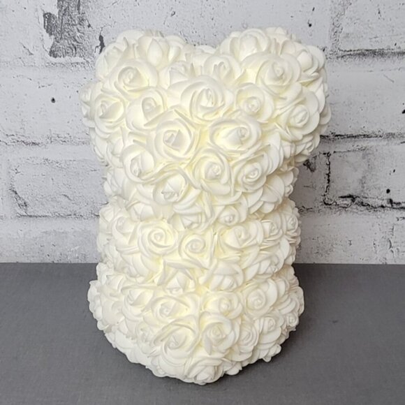 Always & Forever White Rose Flower Bear Gift Box 10” Romantic Decor - Picture 4 of 7